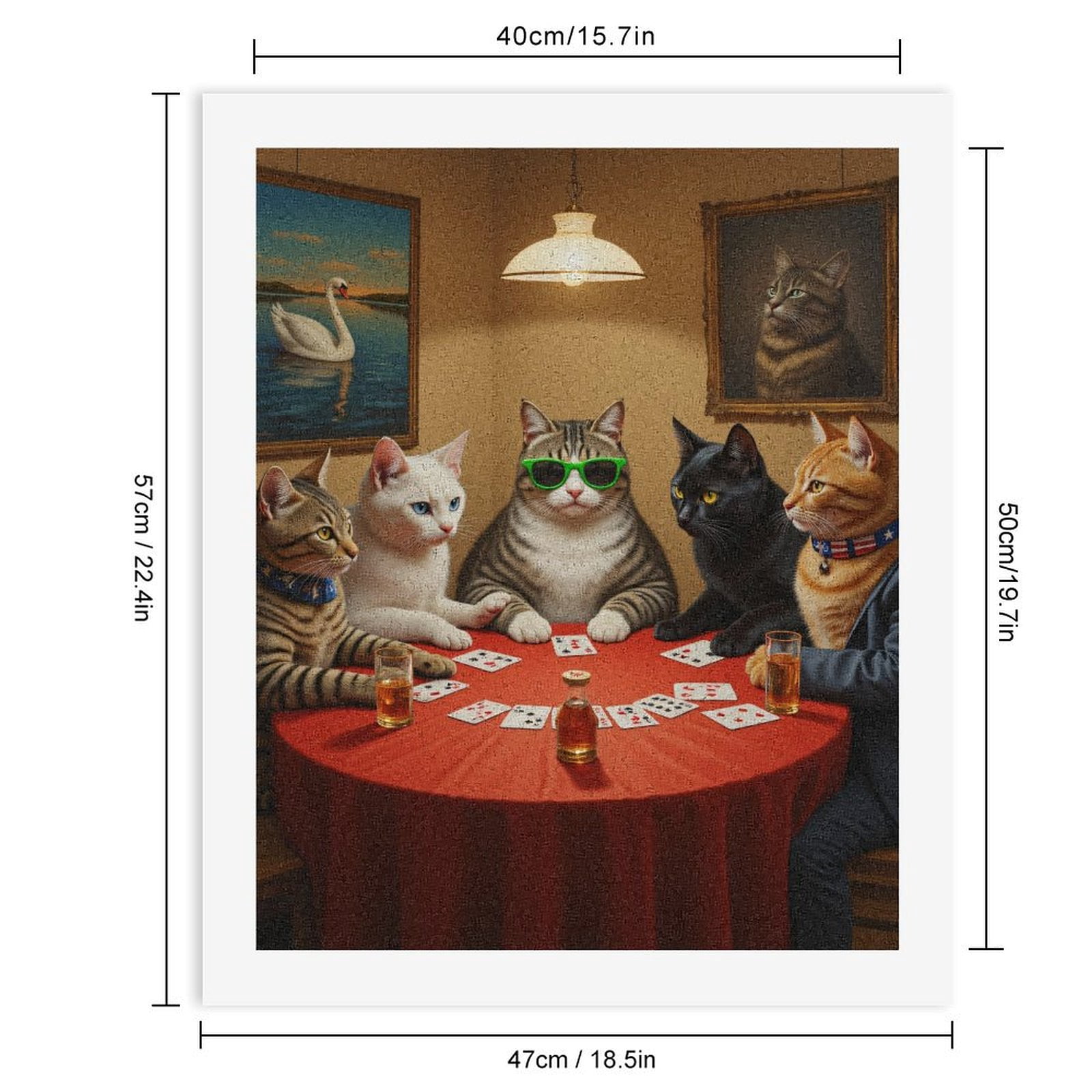 Paint by Numbers Kit for Adults, Cats Poker Party Art Round Table Paint by Numbers, Easy Paint by Numbers Kit for Adults Beginner, DIY Adult Paint by Number Kits on Canvas, Home Decor
