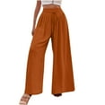 thumbnail image 3 of Byworldtasic Womens Trousers Womens Casual Loose Fit Palazzo Pants Elastic High Waist Lounge Long Pajama Wide Leg Trousers, 3 of 8