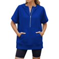 thumbnail image 2 of vigerkar Womens Oversized Half Zip Hoodies Short Sleeve Casual Sweatshirts Pullover Tops with Pockets Loose 2025 Clothes Blue, S, 2 of 8