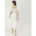 thumbnail image 2 of Moomaya Solid Viscose Rayon Summer Dress, Square Neck Smocked Long Dress, 2 of 8