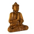thumbnail image 3 of Wooden Serene Sitting Buddha "Anjali Mudra" Statue Handmade Meditating Sculpture Figurine Home Decor Accent Handcrafted Art Modern Oriental Decor Size: 12" tall x 10" wide x 5" deep, 3 of 5