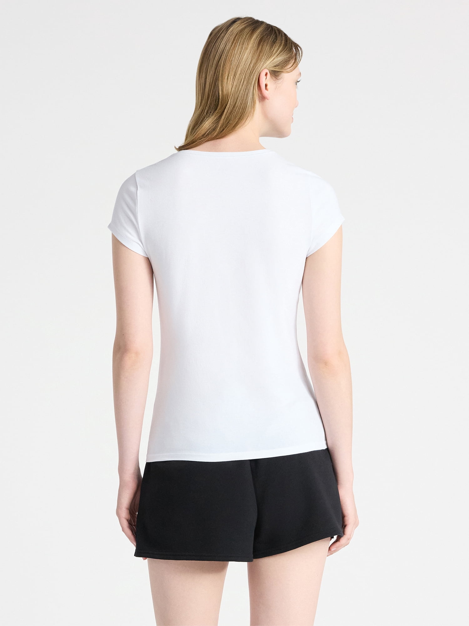 No Boundaries Crew Neck Tee with Short Sleeves, 1 or 3-Pack, Women’s Sizes XXS-XXL