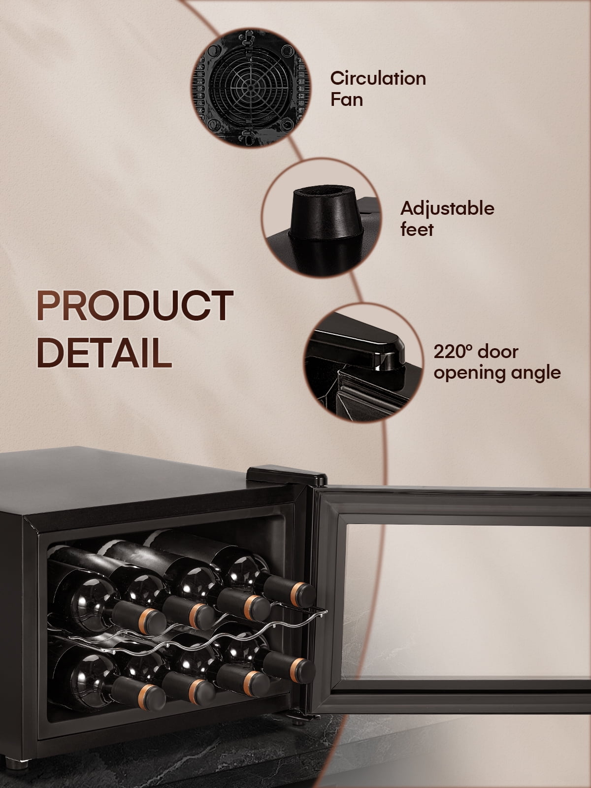 8 Bottles Freestanding Wine Cellar, Wine Fridge with Digital Temperature Control
