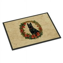 Carolines Treasures DAC2423JMAT 24 x 36 in. Unisex Schipperke Christmas Flowers Doormat