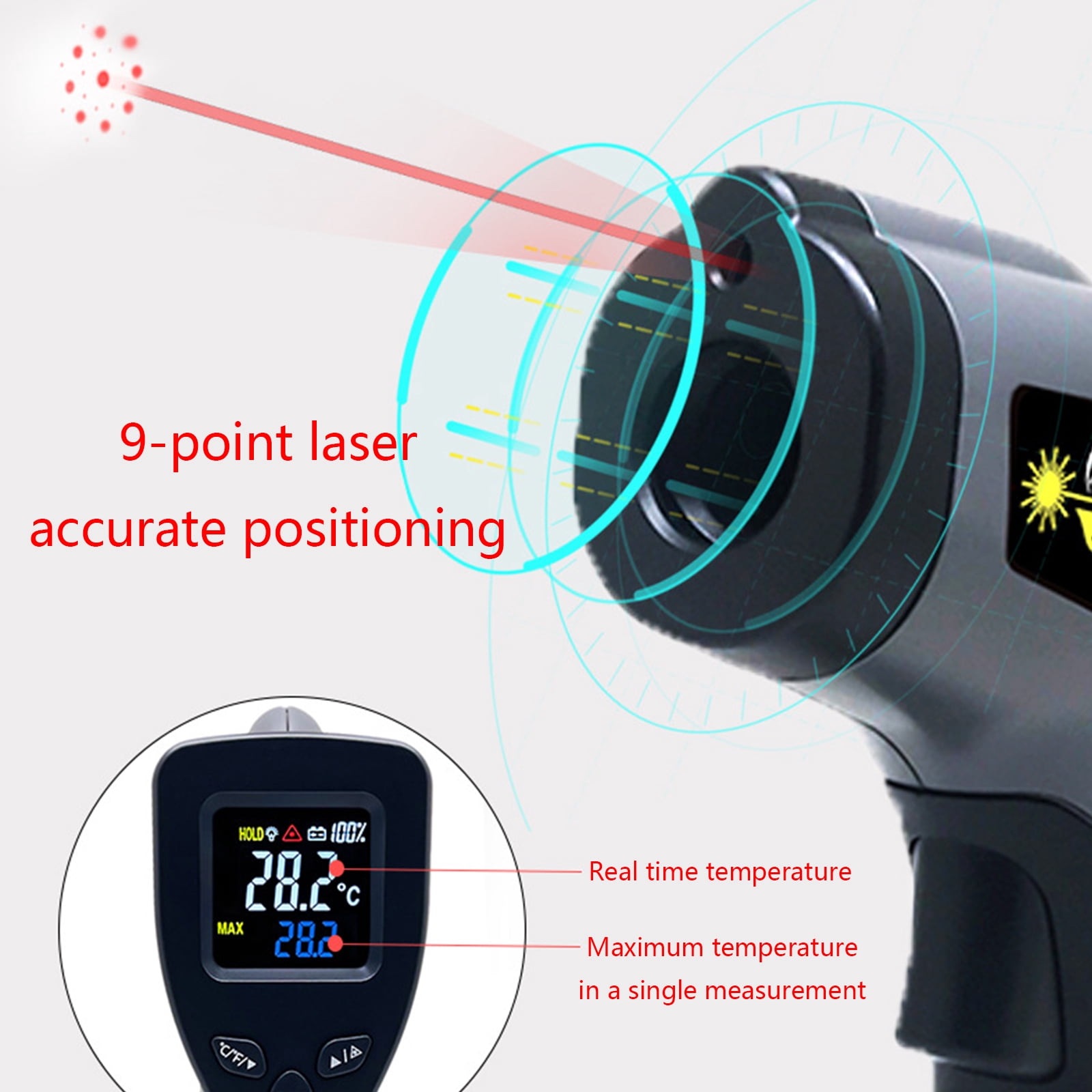 Infrared Thermometer Digital Temperature Gun for Cooking Non Contact Temp Gauge