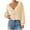 Beige, variant on hoksml Women's Solid Color Buttons Knit Cardigan Bow Decorative Deep V-Neck Short Sweater Cover-Up Casual Lightweight Button-Up Top