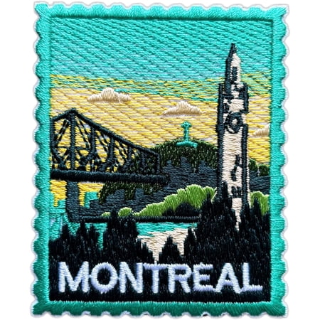 Montreal Canada Patch for Backpacks Hats Jeans Bags, Size 3" Iron On or Sew On Patches, Canada Souvenir Embroidery Patches Appliques for Clothes, Vintage Stamp Postage Patch for Travel Lovers