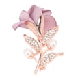 thumbnail image 2 of Broche de perlas rosas Jadeshay con diseño de rosa y diamantes de imitación, 2 of 8