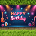 thumbnail image 3 of Neon Design Birthday Party Banner Guitar Music Event Banner for Birthday Celebration Party Decoration Photo Background, 3 of 9