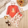 thumbnail image 2 of Ydojg Girls Thanksgiving Day Outfit Set Long Sleeve Romper Bodysuit Cartoon Prints Bottoms Pants Red 3-6 Months, 2 of 8