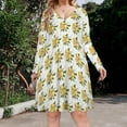 thumbnail image 2 of Fresh Fruit Lemons Long Sleeve Dresses For Women Vintage Elegant Party Dress Oversized V-neck Dress S-8XL, 2 of 7