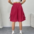 thumbnail image 7 of 2025 Cargo Shorts Women Bermuda Shorts Summer Quick Dry High Waisted Long Shorts Drawstring Knee Length Plus Size Ladies Petite Hiking Shorts with Pockets 8 Inch Inseam, 7 of 7