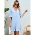 thumbnail image 5 of Shirts Dress for Women V Neck Short Sleeves Casual Flowy Summer Beach Vacation Shifts XL, 5 of 9