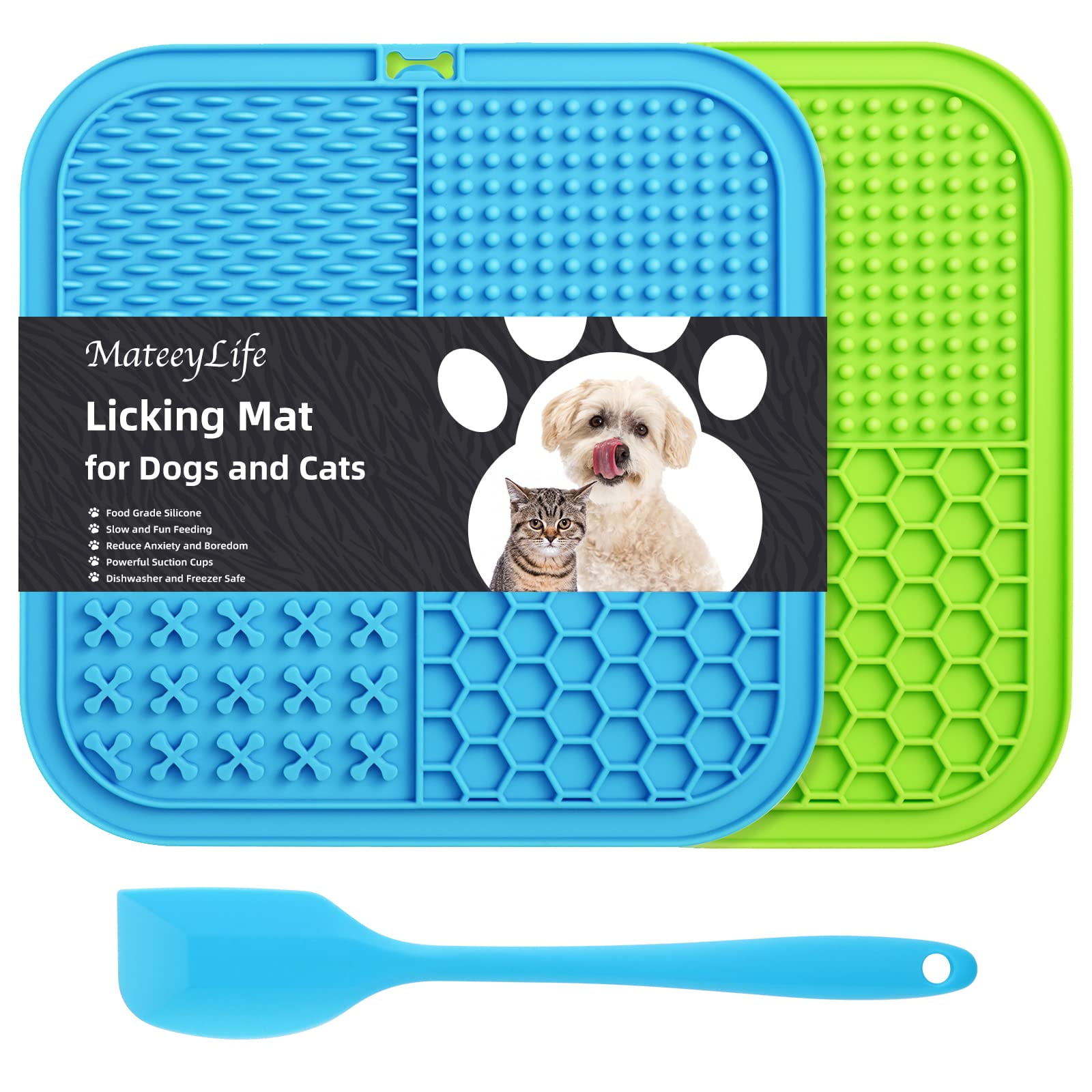 Lick Mats For Dogs, 2pcs Licky Mats For Dogs And Cats, Dog Lick Mats With  Cleaning Brush, Spatula And Training Clicker, Slow Release Dog Feeding Mat