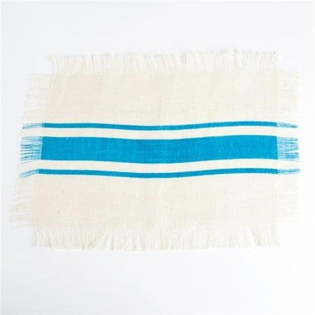 

SARO JU190.TQ1319B 13 x 19 in. Rectangular Striped Design Jute Table Placemats - Turquoise Set of 4
