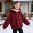 thumbnail image 6 of LUGOGNE Girls Sherpa Fleece Jacket Hooded Long Sleeve Full Zip Warm Teddy Coat Casual Loose Fit Outerwear with Multiple Pockets Kids Fall Winter Clothing, 6 of 7