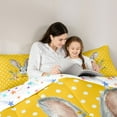 thumbnail image 4 of Feelyou Yellow Bowknot Bunnies Twin Bedding Sets 7-Piece for Kids, Kawaii Easter Rabbit Bedding Comforter Set, Fashion Polkadots Reversible Sheet Sets, Microfiber Bedroom Decor, 4 of 7