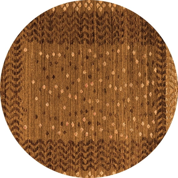 Ahgly Company Indoor Round Abstract Orange Modern Area Rugs, 4' Round