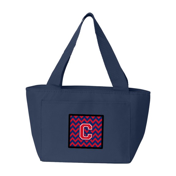 Letter C Chevron Yale Blue and Crimson Lunch Bag