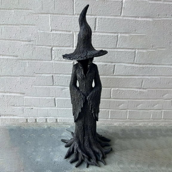 Cracker Barrel Witch Statue – 11.8" Gothic Halloween Resin Figurine | Retro Magician Decor | Dark Fantasy Ornament | Nib Festival Collectible