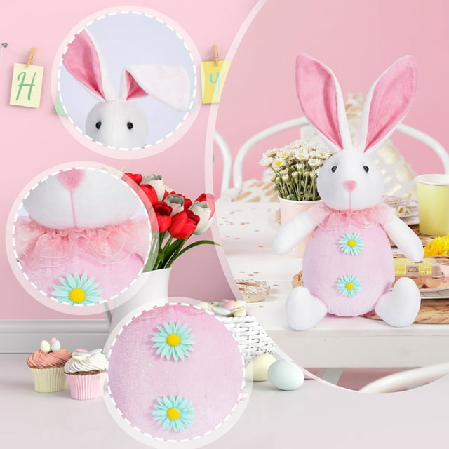 Xihbxyly Conejito Peludo, Adorables Orejas Caídas, Suave Material de Poliéster, Adorable Decoración de Pascua, Regalo de Cumpleaños, Ideal para Habitación Infantil, 18 Cm, Funciona con Pilas (Pilas N