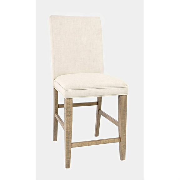 Jofran Carlyle Crossing Modern Rustic Solid Wood Upholstered Parsons Counter Height Stool (Set of 2)