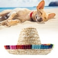thumbnail image 1 of Mini sombrero de paja para fiesta para mascotas pequeñas/cachorro/gato con ajuste de cuerda de algodón, 1 of 7