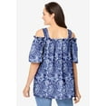 thumbnail image 2 of Woman Within Plus Size Printed Cold-Shoulder Blouse, 2 of 3