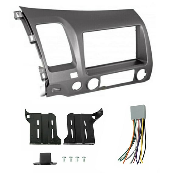 Double DIN Car Stereo Radio Installation Dash Kit for 2006 2007 2008 2009 2010 2011 Honda Civic, Taupe (Dash Kit   Wiring Harness)