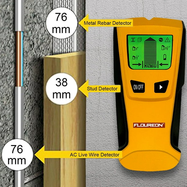 Floureon 3 In 1 Lcd Digital Stud Center Scanner Ac Live Wire Finder Wood Metal Wall Detector Tool