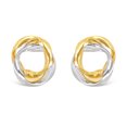 thumbnail image 2 of Italian 14k Yellow & White Gold Shiny Mini Twisted Love Knot Stud Earrings - Double Twisted Circles, 2 of 4