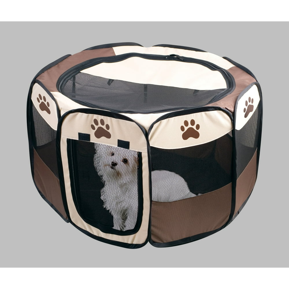 Etna Portable Foldable Pet Playpen For Dogs, Paw Print Indoor and Outdoor Use PopUp