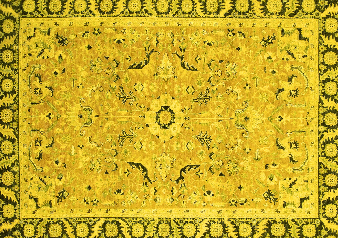 Ahgly Company Indoor Rectangle Oriental Yellow Modern Area Rugs, 2' x 4