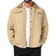 thumbnail image 1 of Abrigo de invierno INSPIRE CHIC para hombres, con cuello, botones en la parte delantera, forro de felpa, bolsillos, chaqueta de camionero, 2XL, color caqui claro, 1 of 6