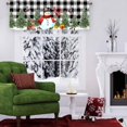 thumbnail image 4 of Rdsfhsp Christmas Curtain Valance for Windows Black White Buffalo Check Plaid Snowflake Snowman with Christmas Tree Winter Holiday Window Treatments Short Curtains for Kitchen,54 x 18 inch, 4 of 5