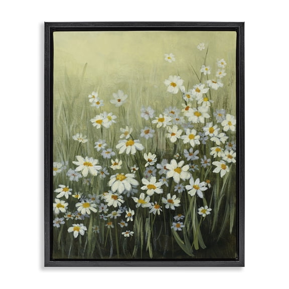 Stupell Industries Transitional Daisy Field Garden Black Floating Frame Canvas Art, 17 x 21, by Lanie Loreth