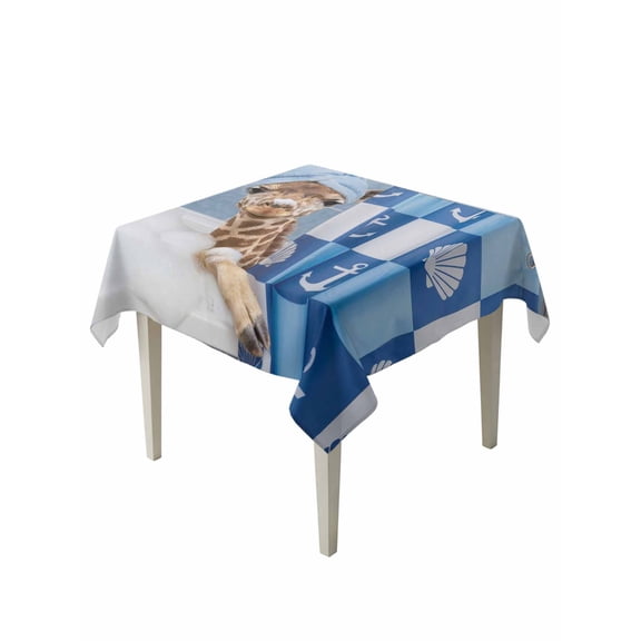 Funny Giraffe Suqare Tablecloth - 54 x 54 Inch, Cute Art Modern Lovely Animals on Showering Waterproof & StainResistant Tablecloth, Washable Oil-proof Table Cover for Dining/Party/Wedding/Buffet