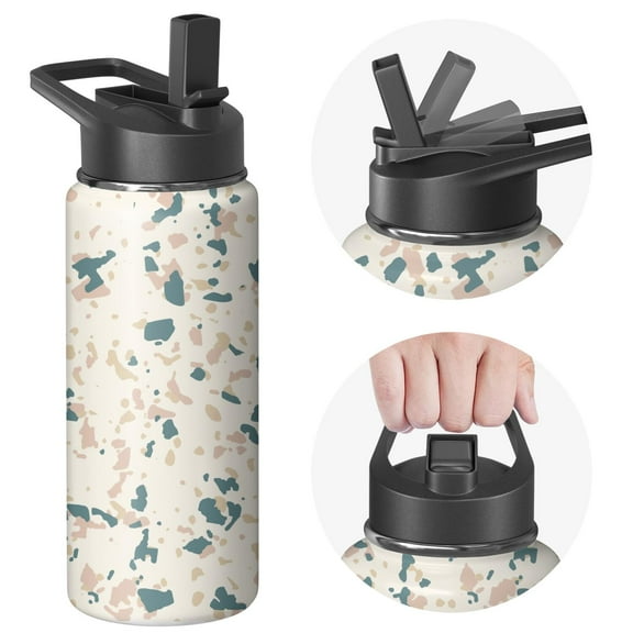 Camouflage Insulated Stainless Steel Water Bottle with Straw & Cleaning Brush – 18 Oz | Leakproof, BPA-Free, 304 Stainless Steel, Wide Mouth, Travel Mug for Car, Gym, Office