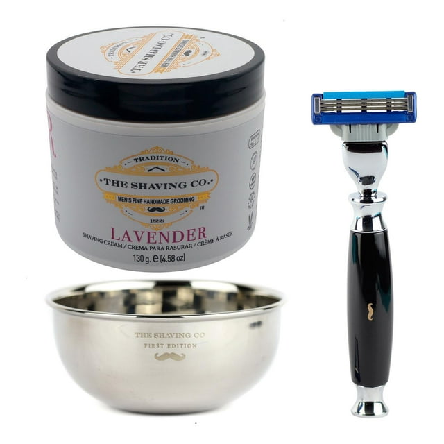 The Shaving Co Kit Rastrillonegro Crema Afeitar Lavanda Bowl amarillo 1