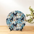 thumbnail image 6 of Picia Butterflys Pattern Bone China Decorative Plate – Wall Decor with Stand and Adhesive, Elegant Ornament for Living Room, Office, or Entryway-7in, 6 of 6