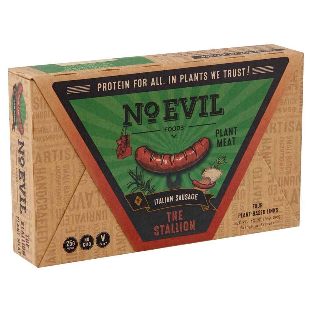 No Evil Foods The Stallion Italian Sausage, 4 count, 12 oz
