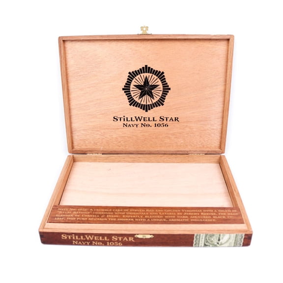 StillWell Star Navy No. 1056 Parejos Empty Wood Cigar Box 11.5" x 8.5" x 1.5