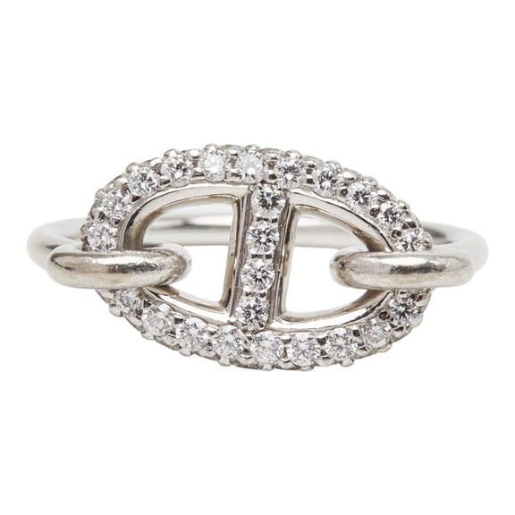 Pre-Owned Hermes Farandole Ring, Size 50, 18KWG White Gold, Diamond, Au 750, Women's.
