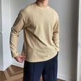 thumbnail image 4 of CYiJun Men's Long Sleeve Shirts Soft Stretch Basic Tees Crew Neck Classic Fashion Casual T Shirt,Khaki 3XL, 4 of 5