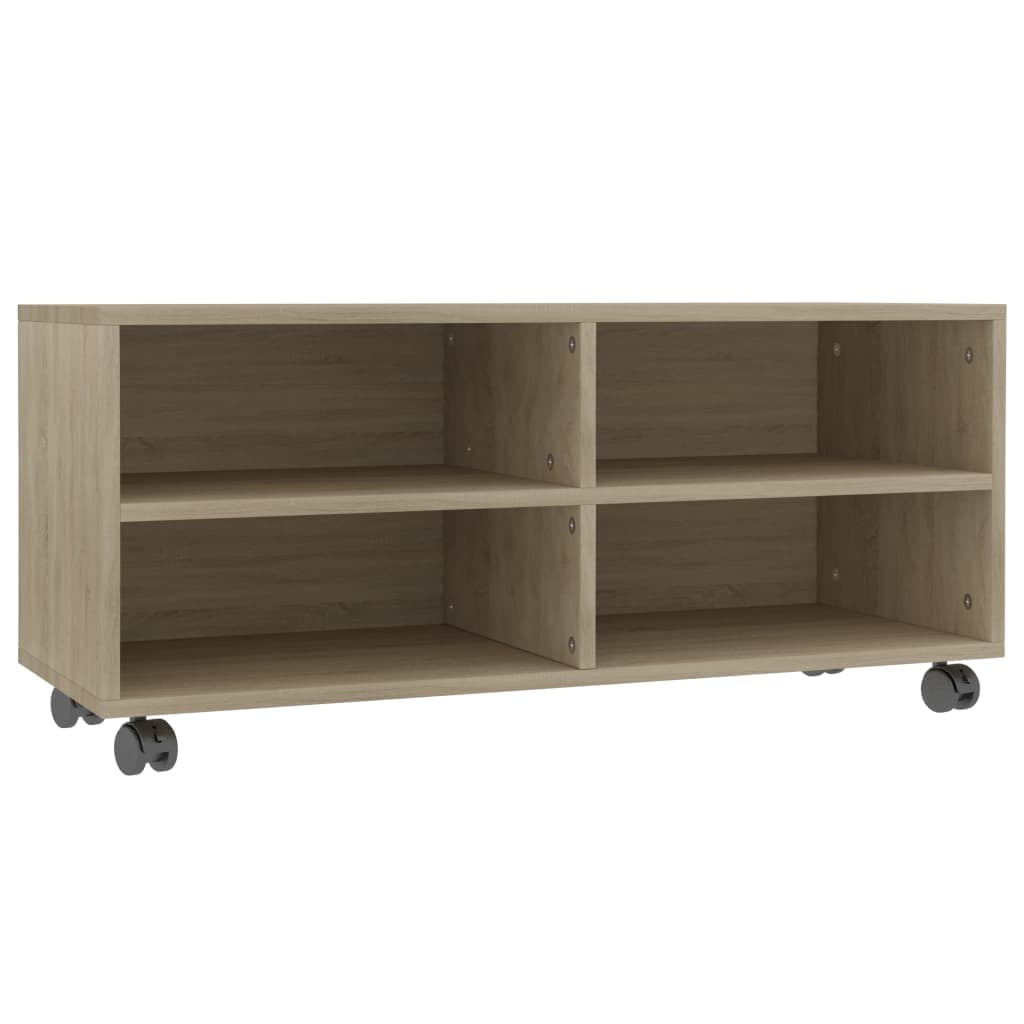 Kepooman 35" Modern Rolling TV Stand Cabinet with Castorsfor Living Room, Wood Color