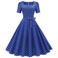 thumbnail image 2 of JINMGG Womens Plus Size $5 Women Short Sleeve 1950s Housewife Evening Party Prom Dress Blue XL, 2 of 9