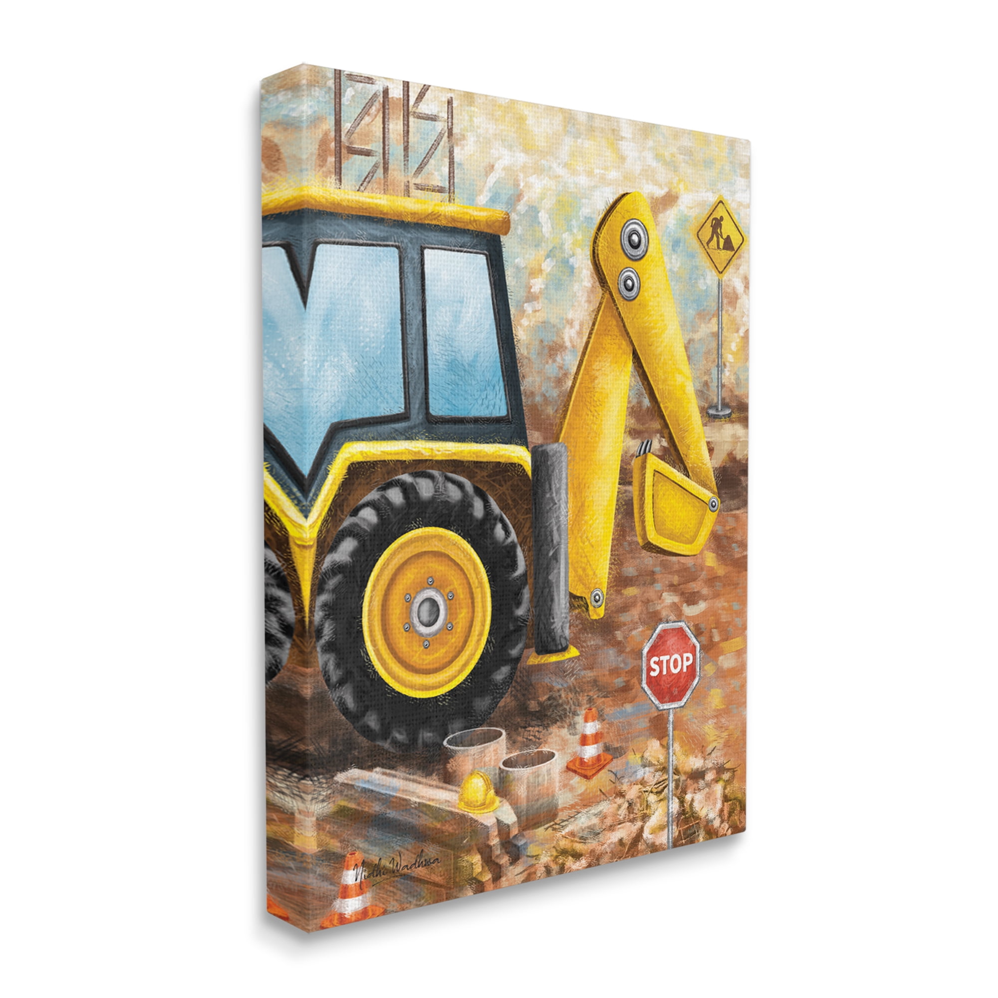 Stupell Industries Construction Site Painting Transportation Painting Gallery Wrapped Canvas Print Wall Art, 24 x 30