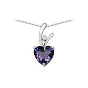 Heart Shaped 8mm Simulated Alexandrite Endless Love Pendant Necklace in Sterling Silver