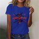 thumbnail image 3 of Tops de Ajuste Suelto para las Mujeres Sudadera Casual Impresa Manga Corta Cuello Redondo Superior, Poliéster, 3 of 4
