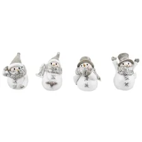Set Of 4 Christmas Mini Snowman Figurines, 1.5" Tall, By Ganz